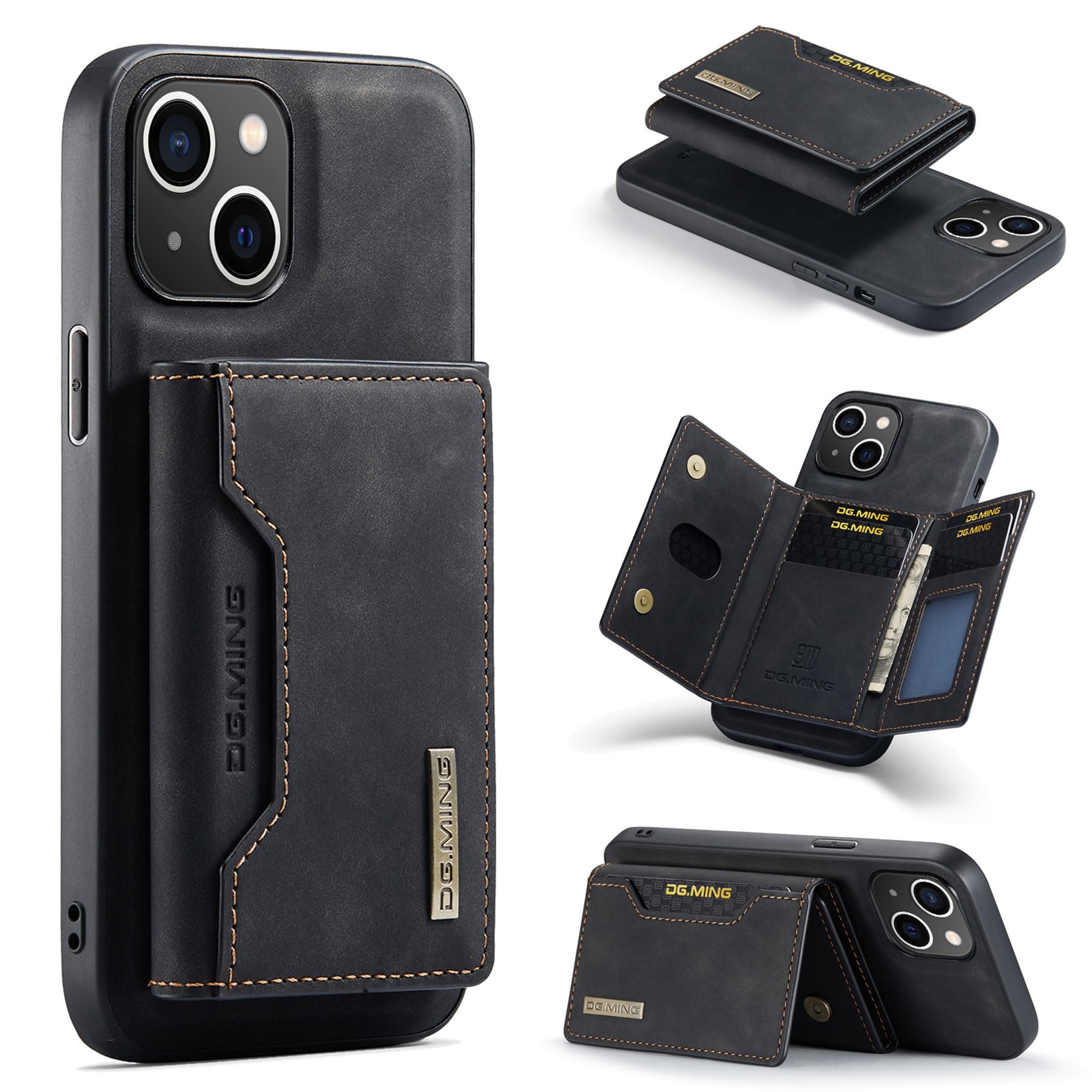 ZCDAYE Funda Tipo Cartera para -, Funda para - (6.1 Pulgadas), Funda de Piel para - con Tarjetero extraíble, Color Negro