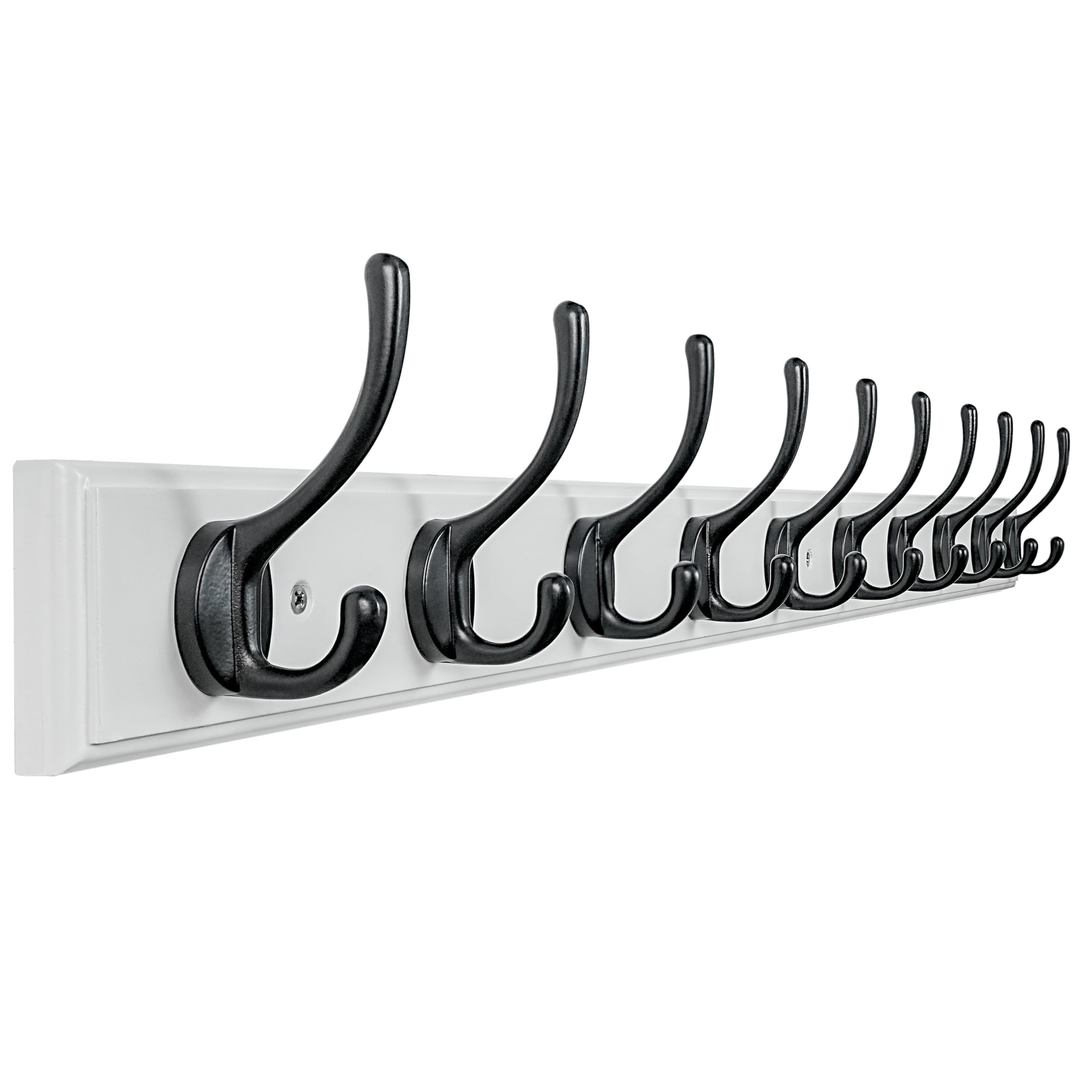 Dseap Coat Rack Wall Mounted - 97cm Long, with 10 Hooks, Heavy Duty Wooden Coat Hook Rail, Wall Coat Hanger for Coats Hat Clothes Towel Purse Robes Mudroom Bathroom Entryway, White