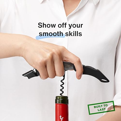 Miniatura 5 de Vintorio Sacacorchos profesional para camareros, llave de vino con agarre ergonómico de goma, abridor de botellas de cerveza y cortador de papel de