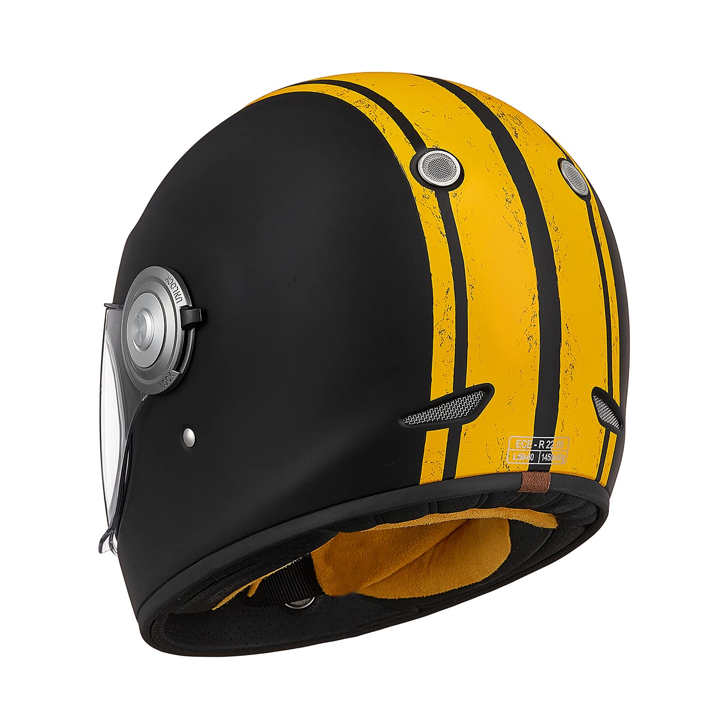 ORIGINE Casco Moto Integral Vintage ECE Homologado Cáscara de Fibra de Vidrio con Visera