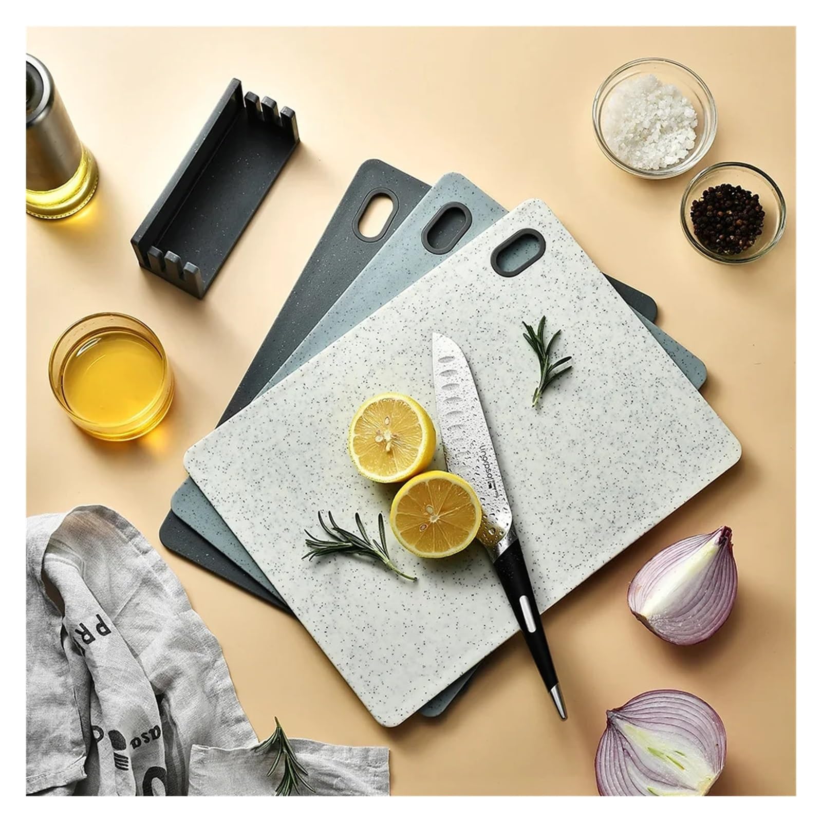 Set da 4 pezzi di classificazione for verdure, set, modello in marmo, taglio a doppia faccia, carne cucina