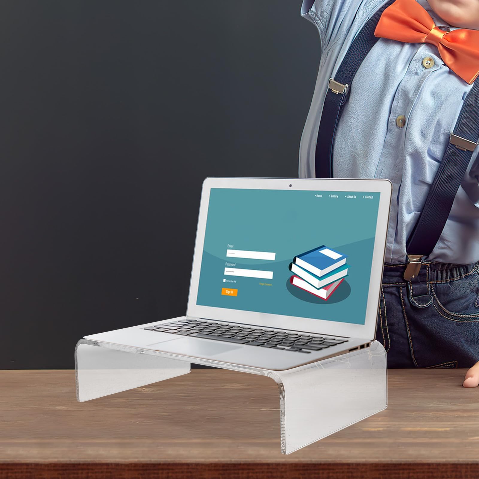 KICHOUSE Support Transparent en Acrylique Rehausseur Ergonomique pour Écran D'ordinateur pour Améliorer la Posture et Organiser le Bureau Rangement Clavier