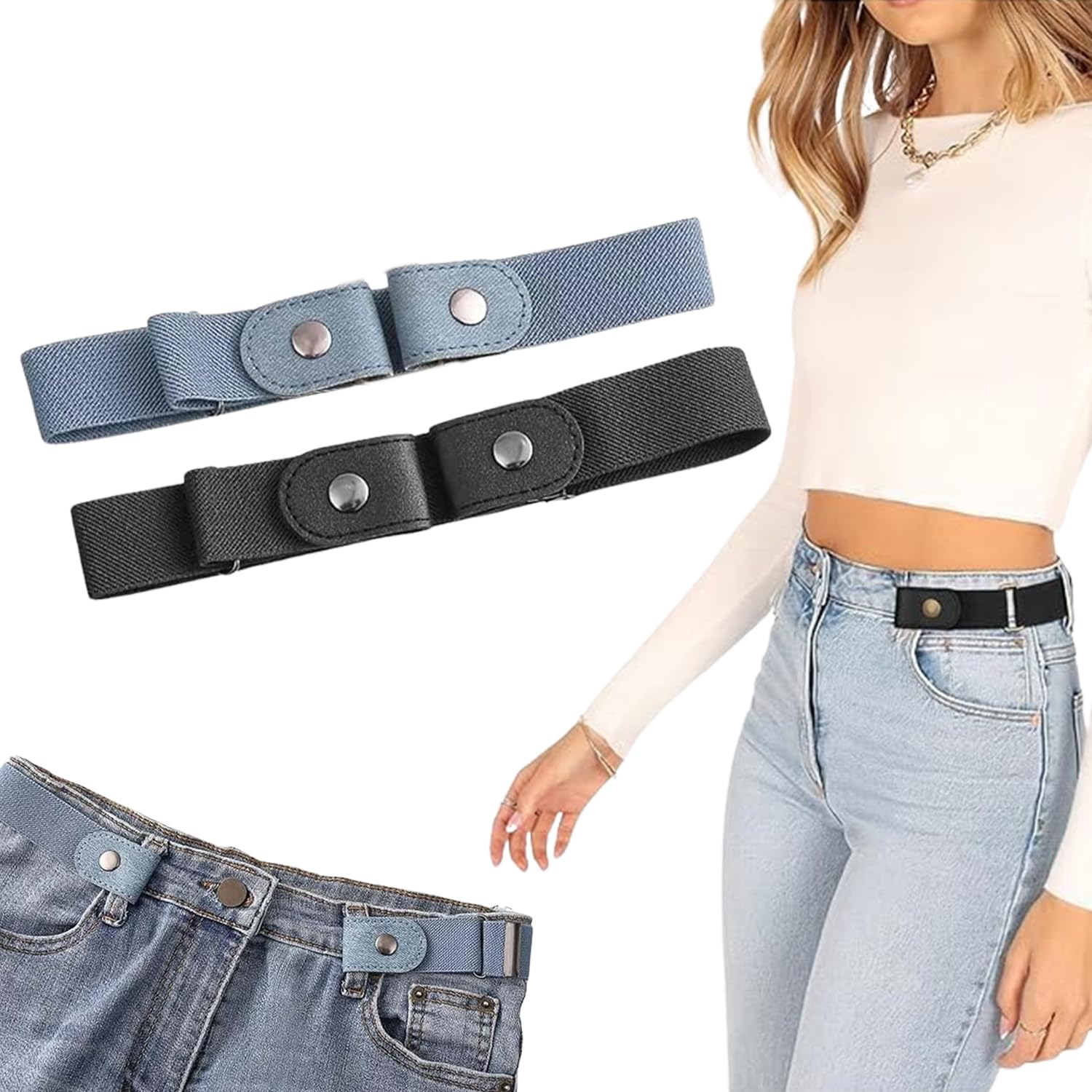 Buckle-Free Elastic Belt for Women and Men - Adjustable Invisible Waist Belt for Jeans, Dresses, and Pants