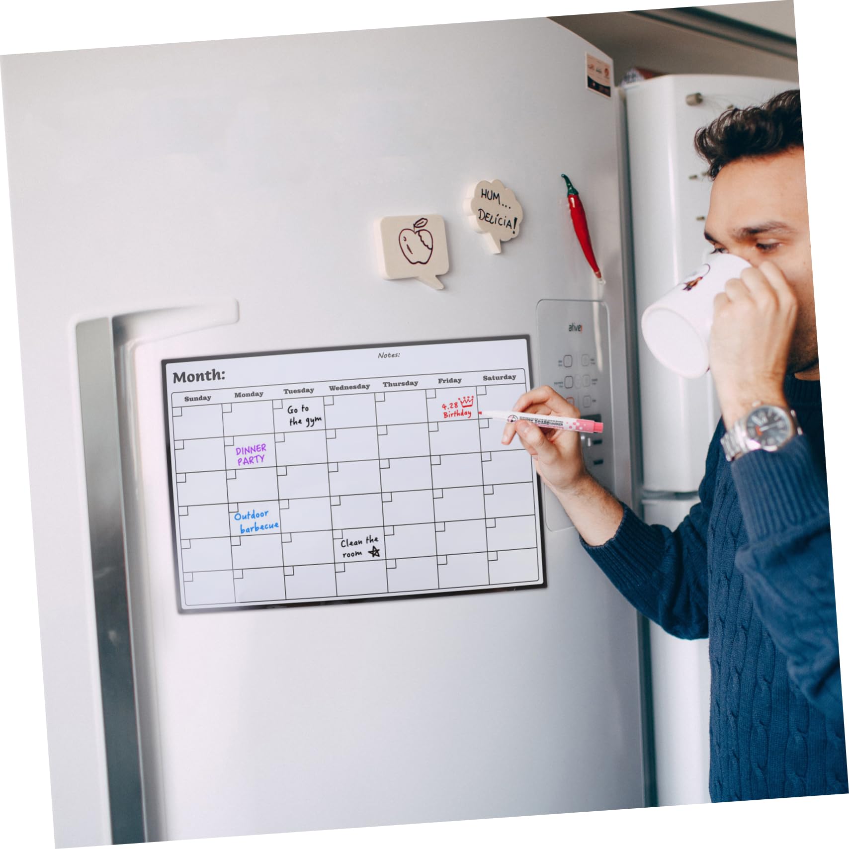 Calendario Magnetico Da Frigorifero Lavagna Cancellabile Mensile Per Pianificazione Familiare Con Spazio Per Note e Promemoria Per Casa e Ufficio