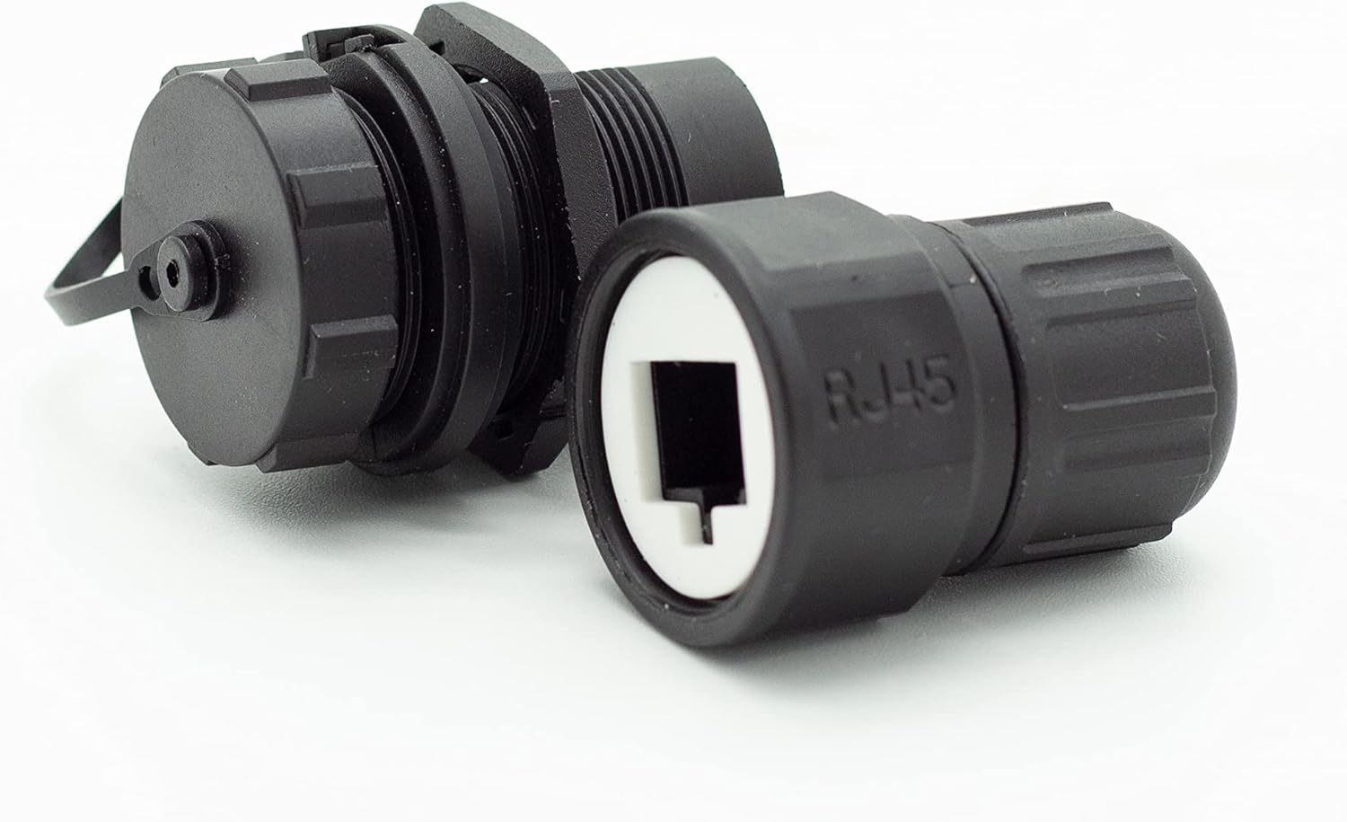 5 pcs RJ45 Waterproof Cat5/6 Connector, with Socket dust Cap. Ethernet LAN Cable Connector, Network Cable Outdoor LAN Coupler Adapter Male to Female, Black