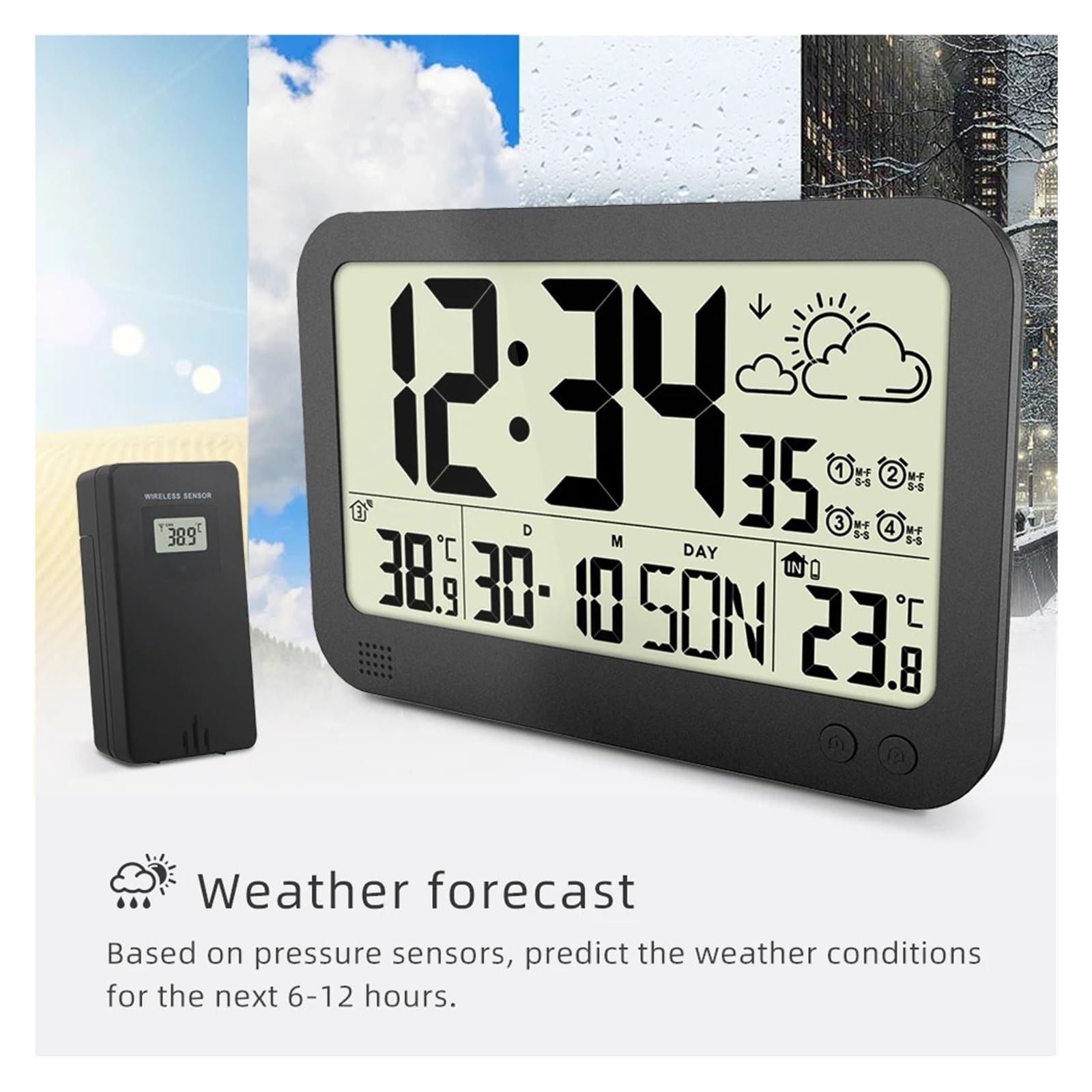 Stazione meteorologica termoigrometro Wireless per Interni ed Esterni, termometro per Temperatura e umidità, retroilluminazione Regolabile con sensore remoto