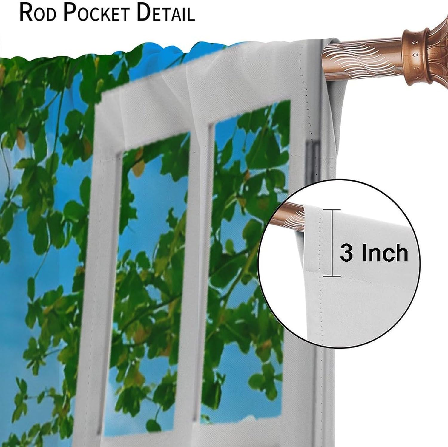 Beach Palm Tree Curtains, Summer Tropical Island Blue Clouds Ocean Nature Landscape Scenic Blackout Window Treatments for Kitchen Bedroom Living Room, 42" W X 54" L