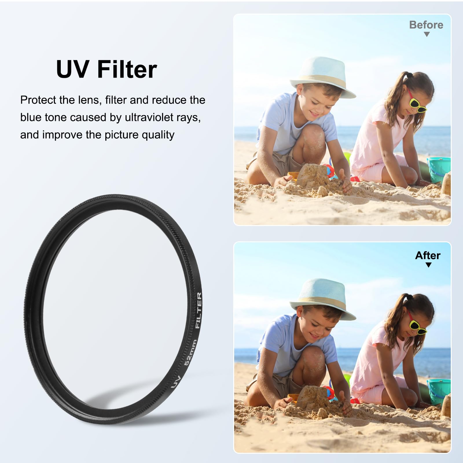PULUZ Adaptador de filtro de lente UV de 52 mm para Insta360 Ace Pro, accesorios de cubierta de lente de cámara para Insta360 Ace Pro