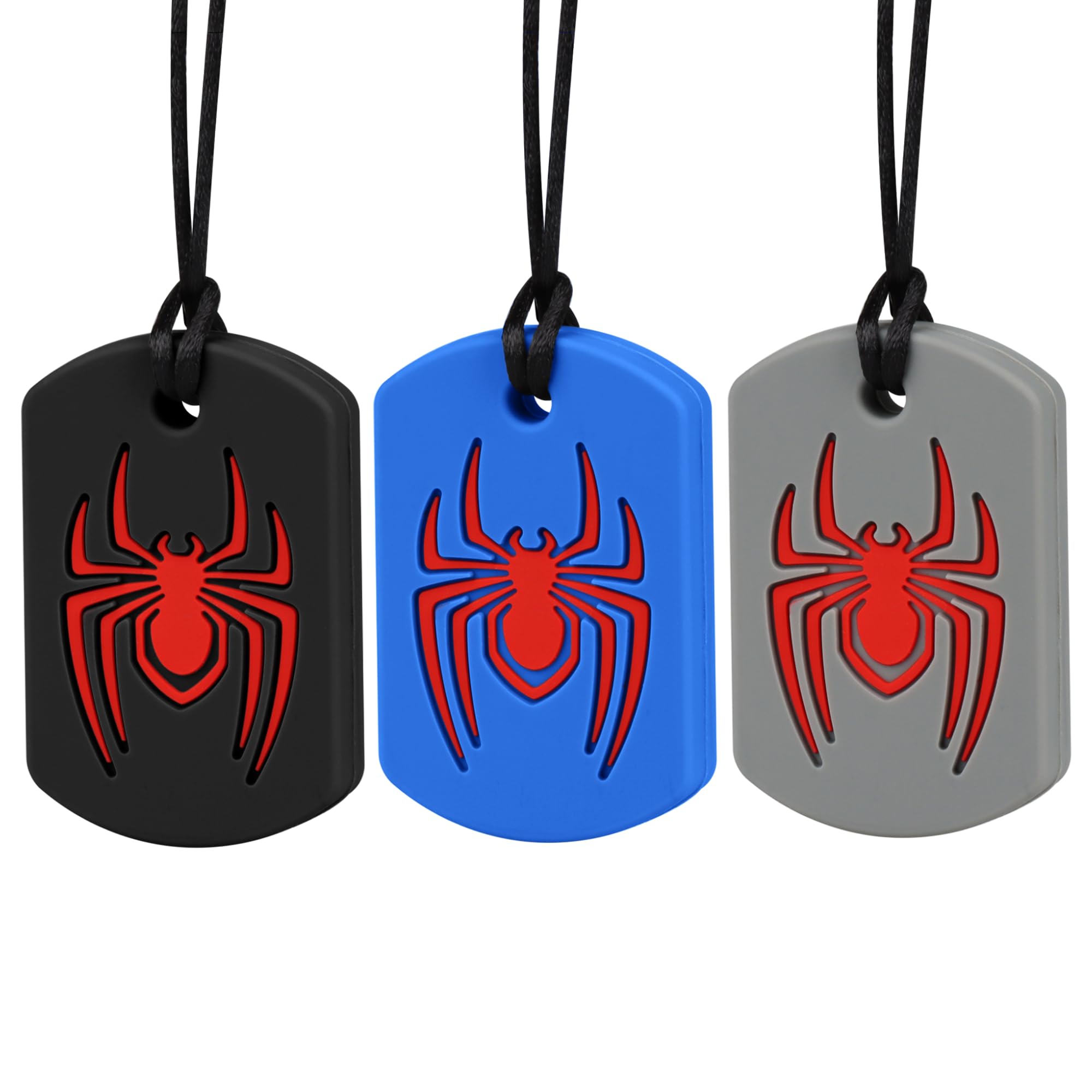 Sensory Chew Necklaces, 3Pack Silicone Chewy Autism Sensory Teether Toy for Autistic Children Chewing