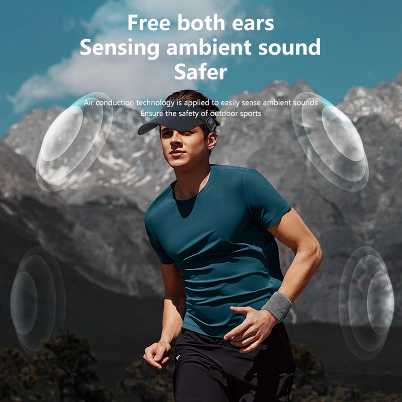 Denash Sonnenhut mit Bluetooth-Lautsprecher, Offener Tragbarer Bluetooth 5.4-Lautsprecher mit Magnetisch Abnehmbarem Design, Verstellbare Kopfbedeckung für Laufen, Wandern