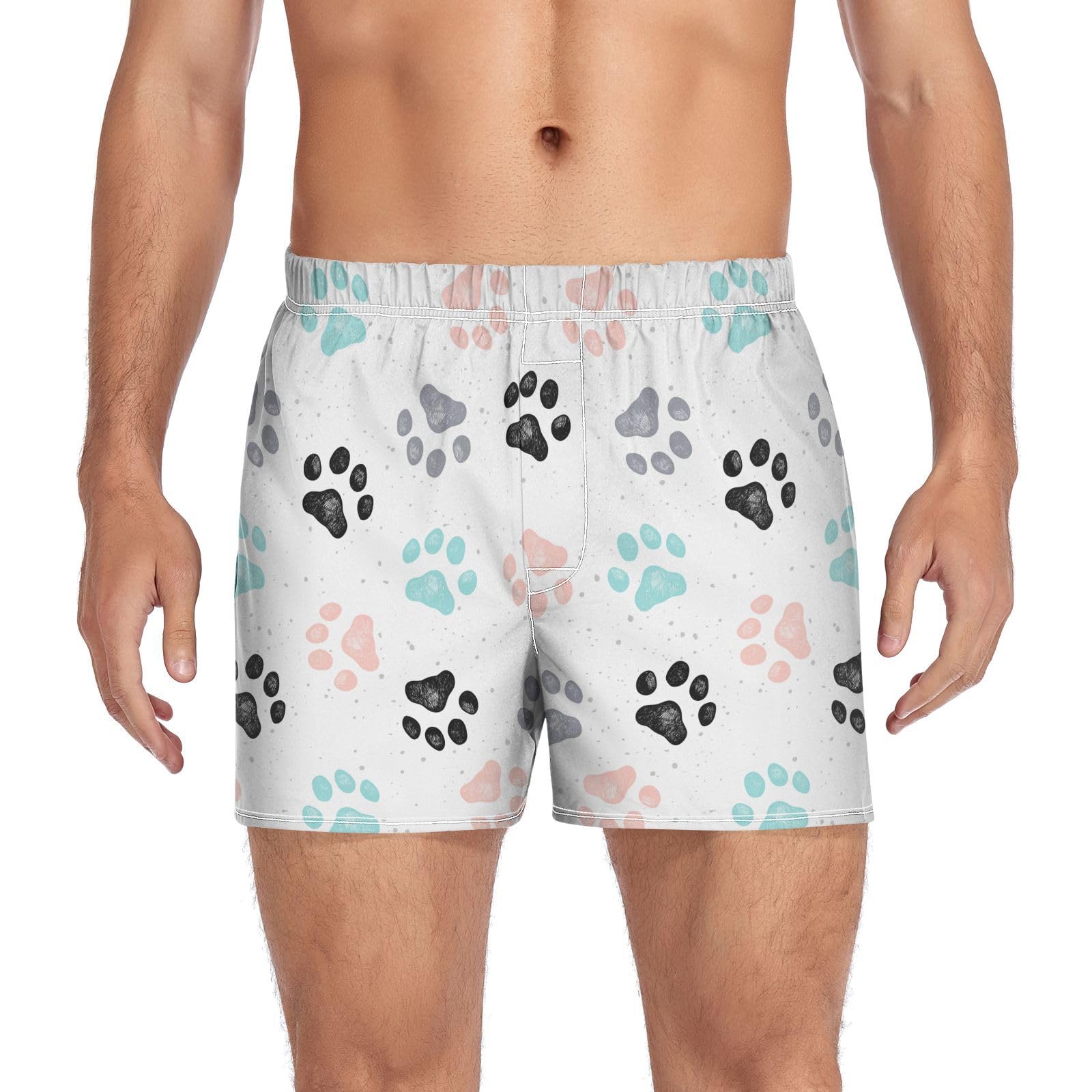 Men's Boxer Shorts Cotton Loose Underwear with Button Fly