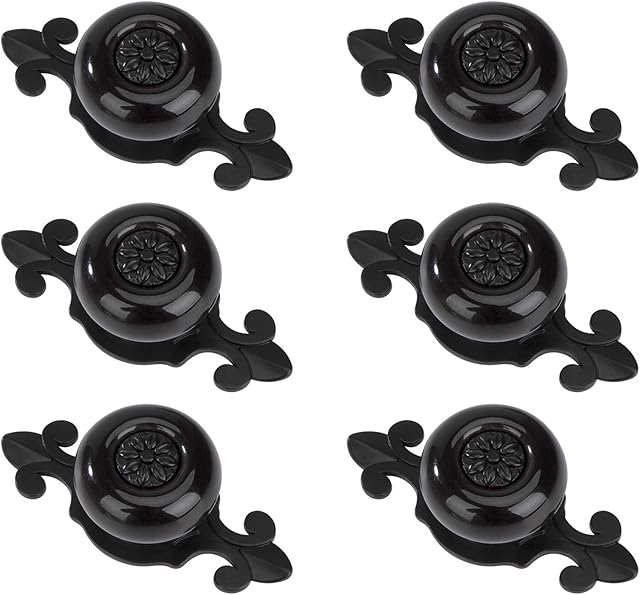 MengH-SHOP Cabinet Knob Round Door Knobs Vintage Ceramic Pull Handle with Screws for Cabinet Wardrobe Drawer Cupboard 6 Pcs Black