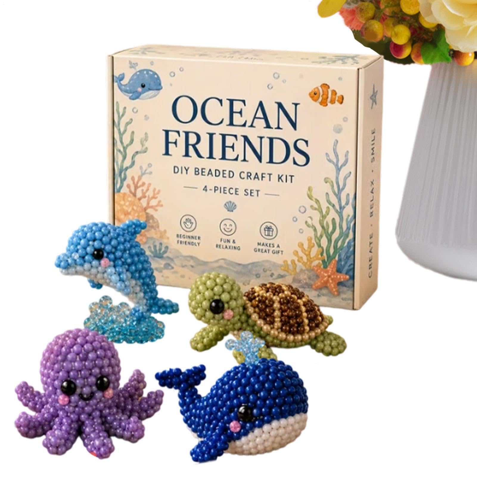 Mini Kit Perline 3D Animali Fai da Te – Set Portatile per Adulti e Principianti, 4 Design con Istruzioni, Regalo Creativo per Hobbisti