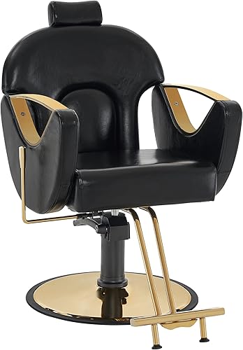 BarberPub Silla de peluquero clásica de lujo Bomba hidráulica Recline Beauty Spa Styling Salon para equipo de estilista 9578 (negro)