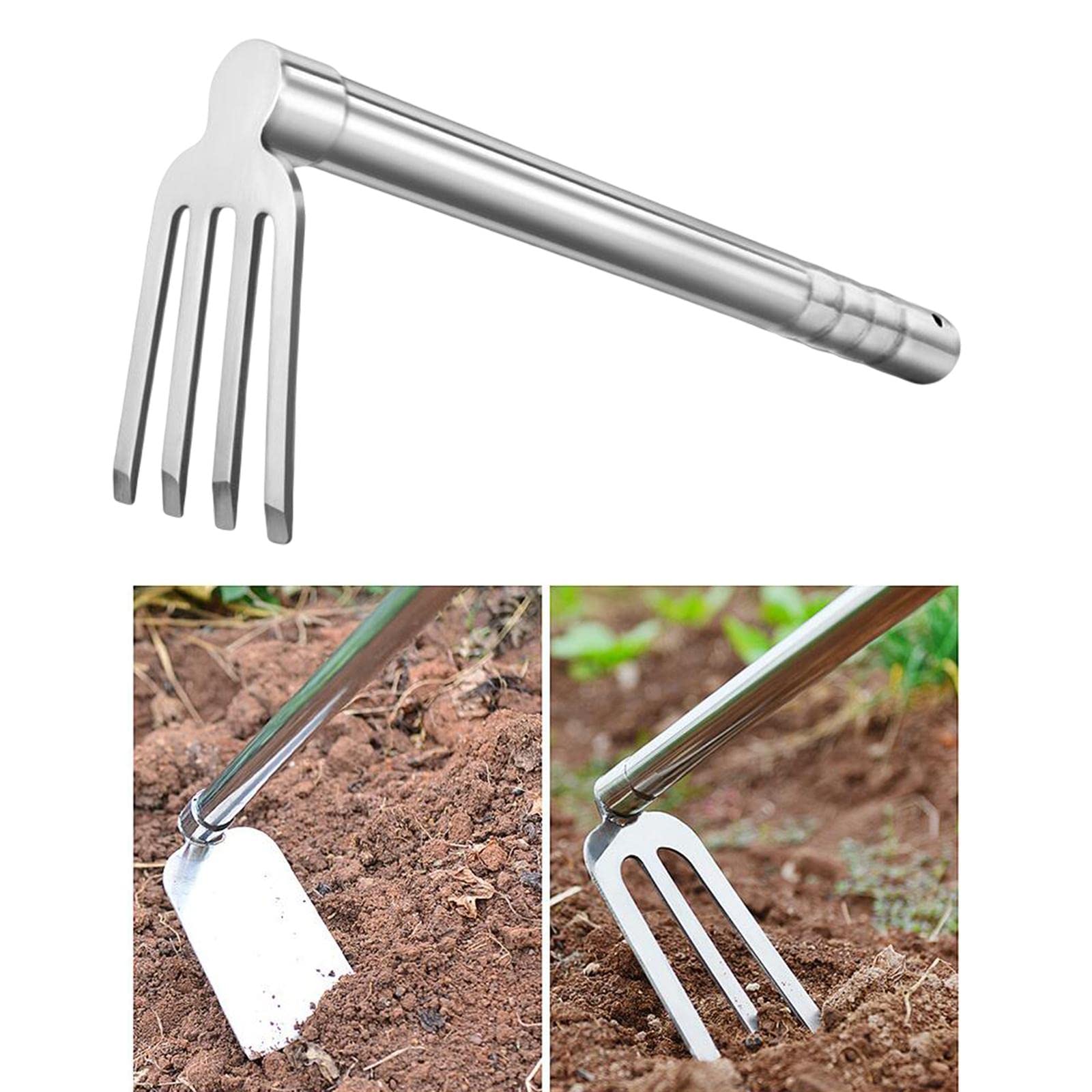 F Fityle Giardinaggio Zappa Piccola Giardino Multiuso Durevole Acciaio Inossidabile Manico Antiscivolo Gadget Domestico per Cortile Fattoria All'aperto, B