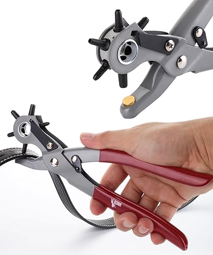 UNCO - Herramienta de perforación de cuero agujero, tamaños de múltiples agujeros, perforador de agujero de cinturón, herramienta de perforación de