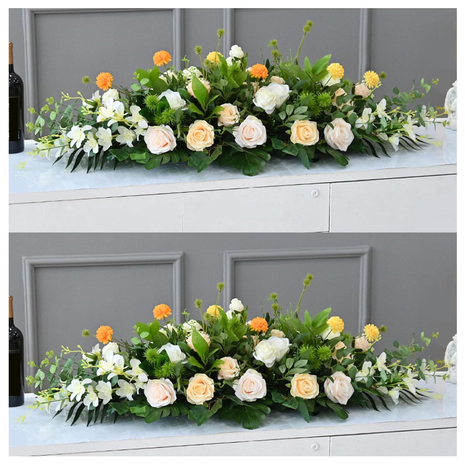 Office Lobby Floral, Corporate Meeting Table Decor, Business Event Arrangement, Stylish Faux Floral Decoration For Office Venues, Corporate Meeting(Size:100×40×25cm (39.37×15.75×9.84in),Color:A-2 Pcs)