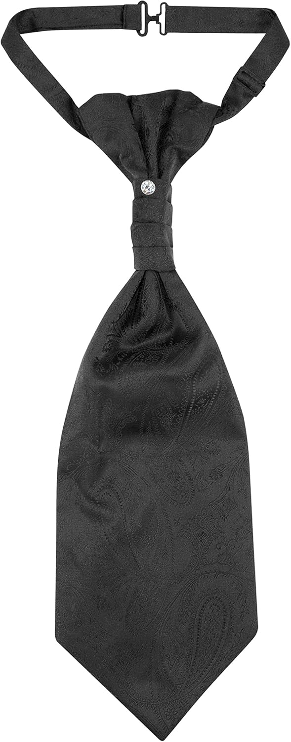 Vesuvio Napoli PreTied ASCOT Solid PAISLEY Color Cravat Men’s Neck Tie 21 Colors