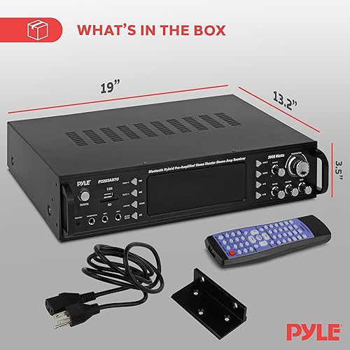 Miniatura 6 de Pyle Amplificador de potencia para el hogar Bluetooth de 4 canales, receptor estéreo de audio de 2000 vatios con selector de altavoz, radio AM FM,