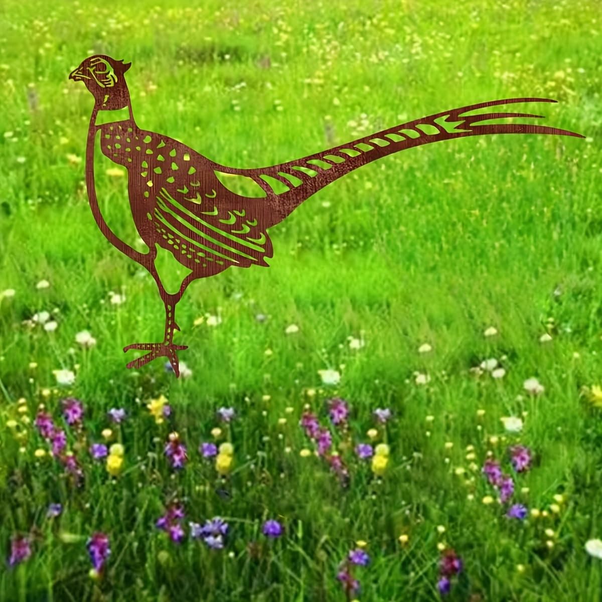 decorative garden stakes yard art Pheasant Metal Stake-11.81" Realistic Bird Art,Handcrafted Outdoor Sculpture for,Patios&Walkways,Durable Floor Decor Lovers Nature Enthusiasts