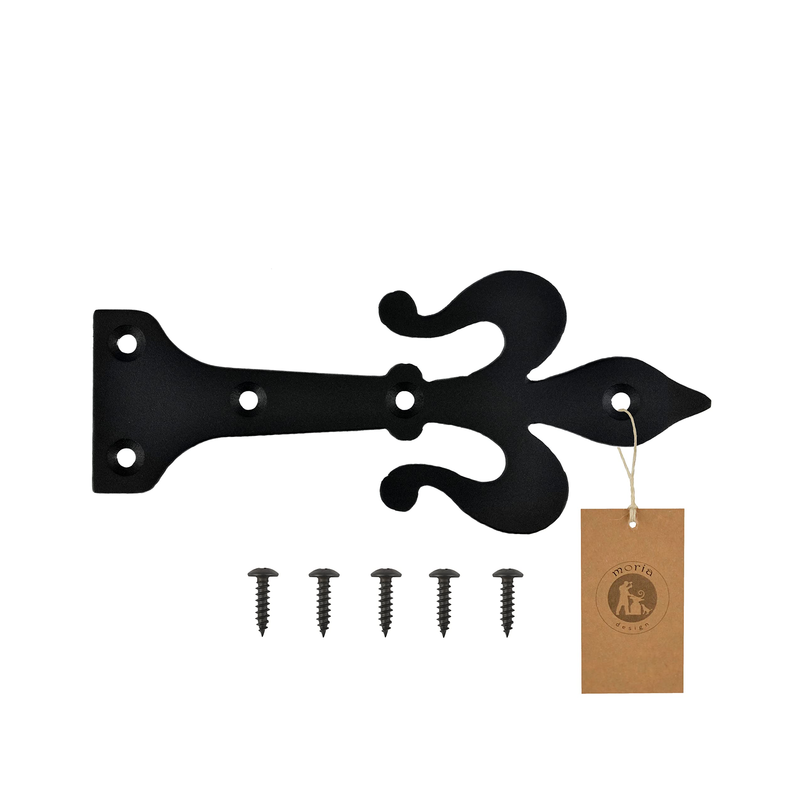 MoriaDesign Wrought Iron Cross Band - 5 x 240 x 130 mm - Black Door Hinge for Garden Gate, Barn Door and Wooden Shutters