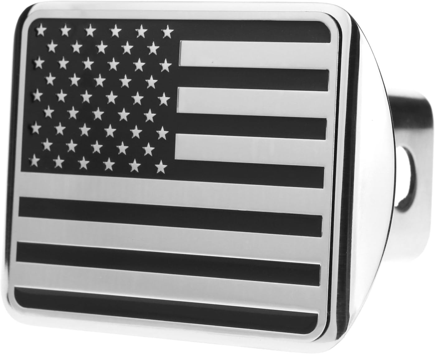 eVerHITCH USA Flag Stainless Steel Trailer Hitch Cover (Fits 2" Receivers, Black & Chrome)