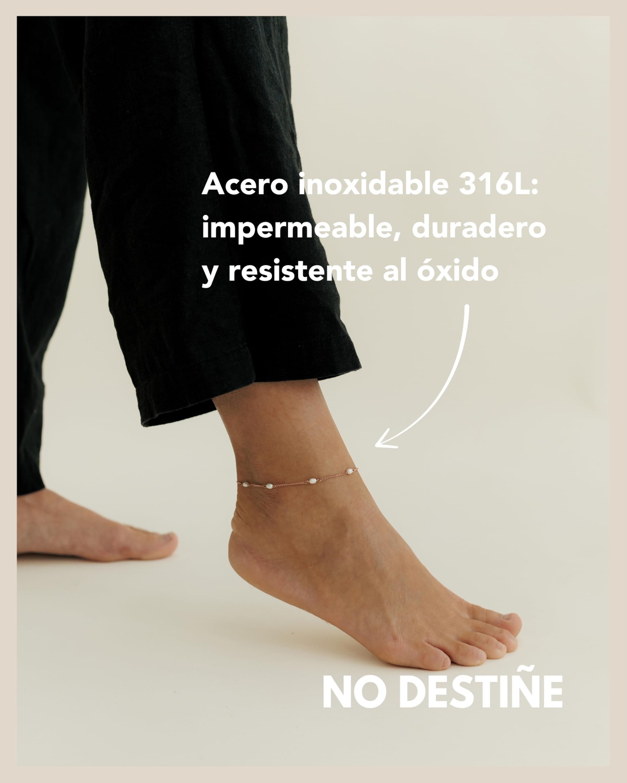 Tobillera con perlas auténticas de agua dulce - Tobillera perlas impermeables - Tobillera ajustable señora en oro, plata y oro rosa