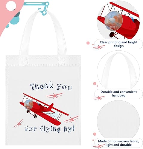Miniatura 3 de 24 bolsas de recuerdo de fiesta de avión, bolsas de mano para niños, suministros para fiesta de cumpleaños de aviones, bolsas de regalo con asas,