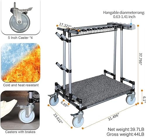 Miniatura 7 de Carrito organizador de herramientas de jardín de alta resistencia, ideal para jardinería, ruedas mejoradas de 5 pulgadas para césped y arena,