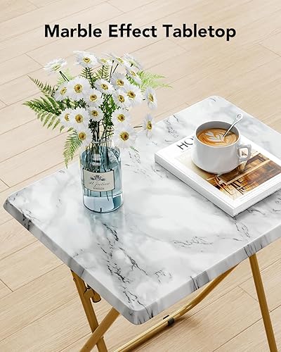 Miniatura 7 de HUANUO Mesa plegable para TV, mesa estable sin necesidad de montaje, bandeja de TV para comer, mesas plegables para aperitivos para cama y sofá