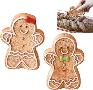 Gingerbread Salt And Pepper Shakers Ceramic Christmas Seasoning Bottle 2Pcs | Cute Cookie Design, Ceramic Body, Set Of 2, Refill Plug Underneath, Christmas Kitchen Countertop Decoration