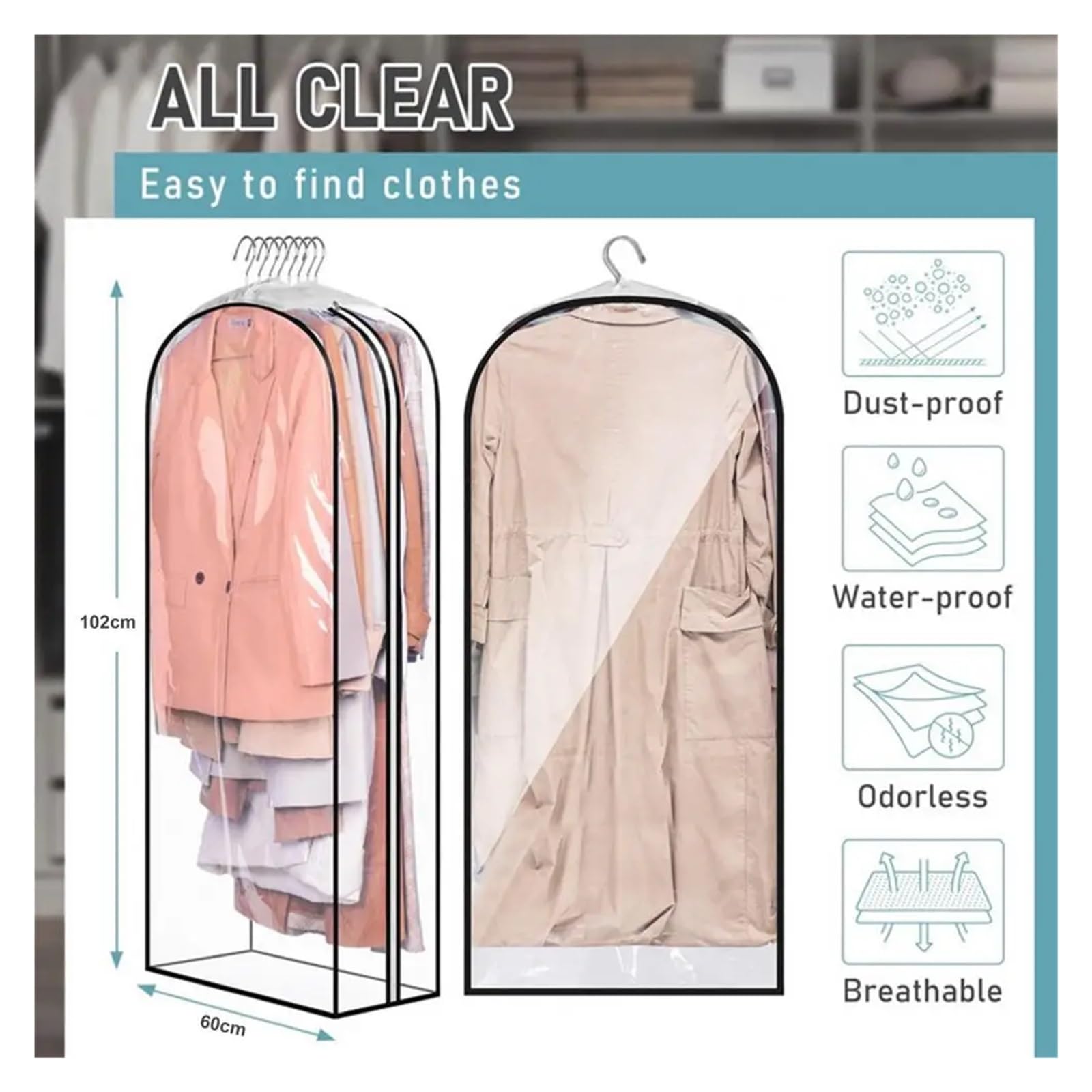 fundas para ropa Dress Cover Space Saving Bag Visible Design Storing Useful Gown Long Storage Clothing Organizer