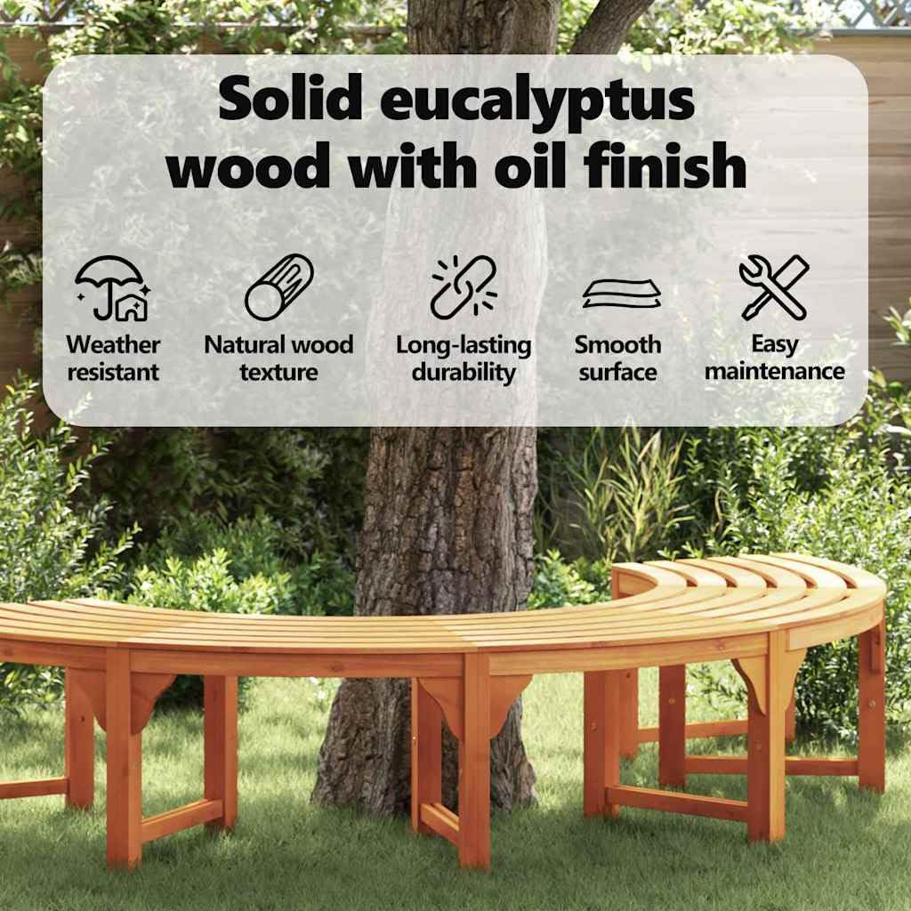 vidaXL Panchina da Esterno a Mezza Luna per 3 Adulti in Legno Massello di Acacia con Finitura Marrone Naturale Resistente ai Raggi UV, Perfetta per Giardini e Patios, Posto a Sedere per Esterni, Mobi