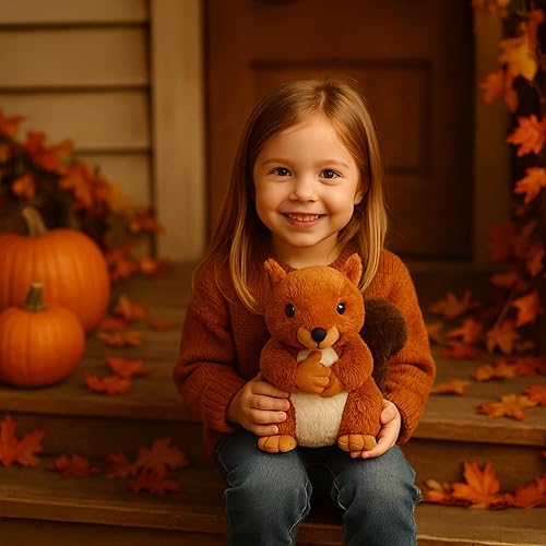 Miniatura 6 de Ardilla de peluche de peluche, juguete de ardilla peluda abrazable para niños, cumpleaños, niños, niñas, bebés, regalo a la hora de acostarse, 9.5