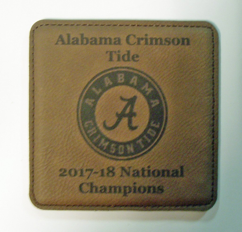 GFSF Alabama Crimson Tide 2017-18 National Champions Set of 6 Leather Coasters in a Leather case