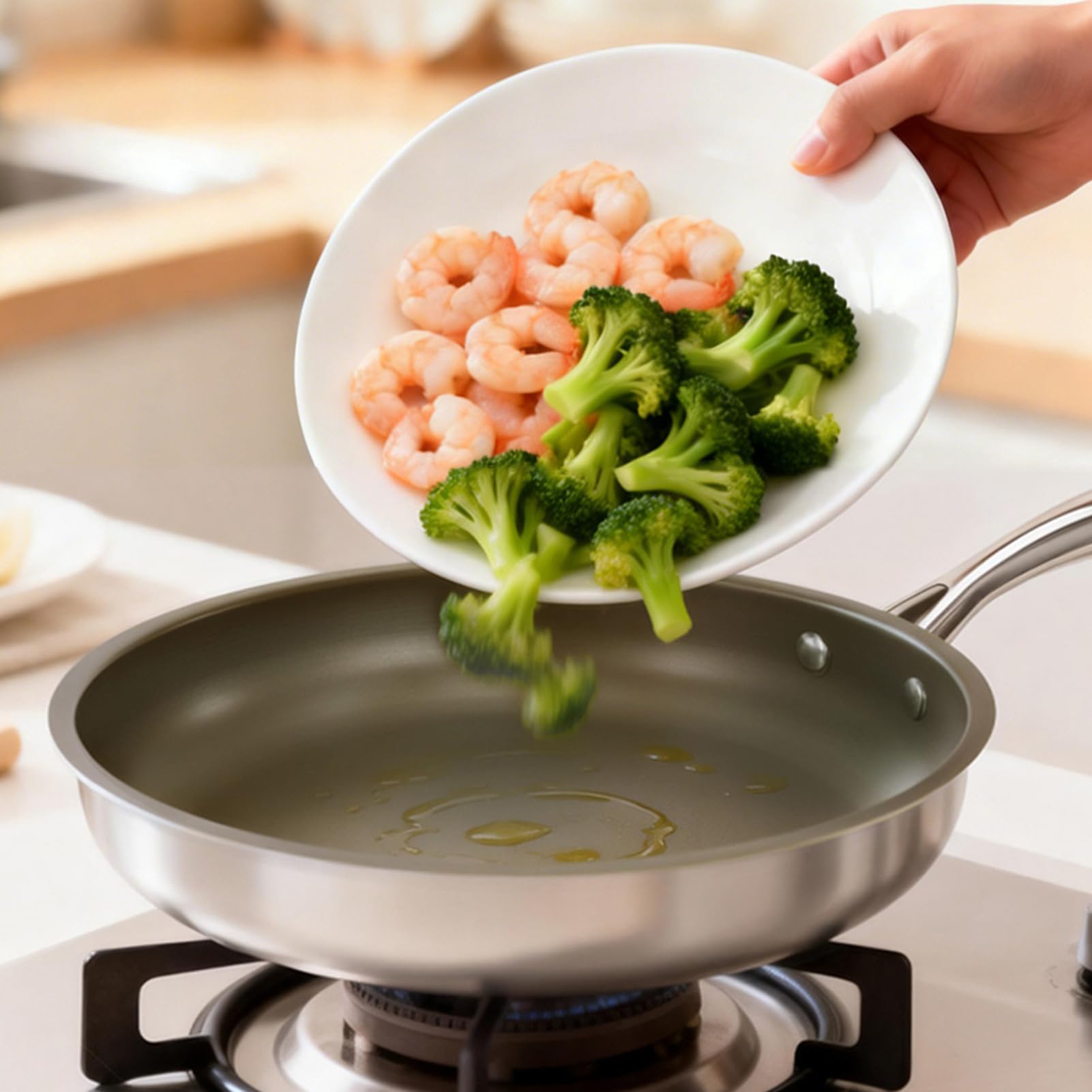 Sartén de Titanio Utensilios de Cocina Antiadherentes | Sartén para Hogar Para Cocineros Caseros Principiantes Preparación Comidas Huevos Carnes Apartamento Camping Viajes en RV