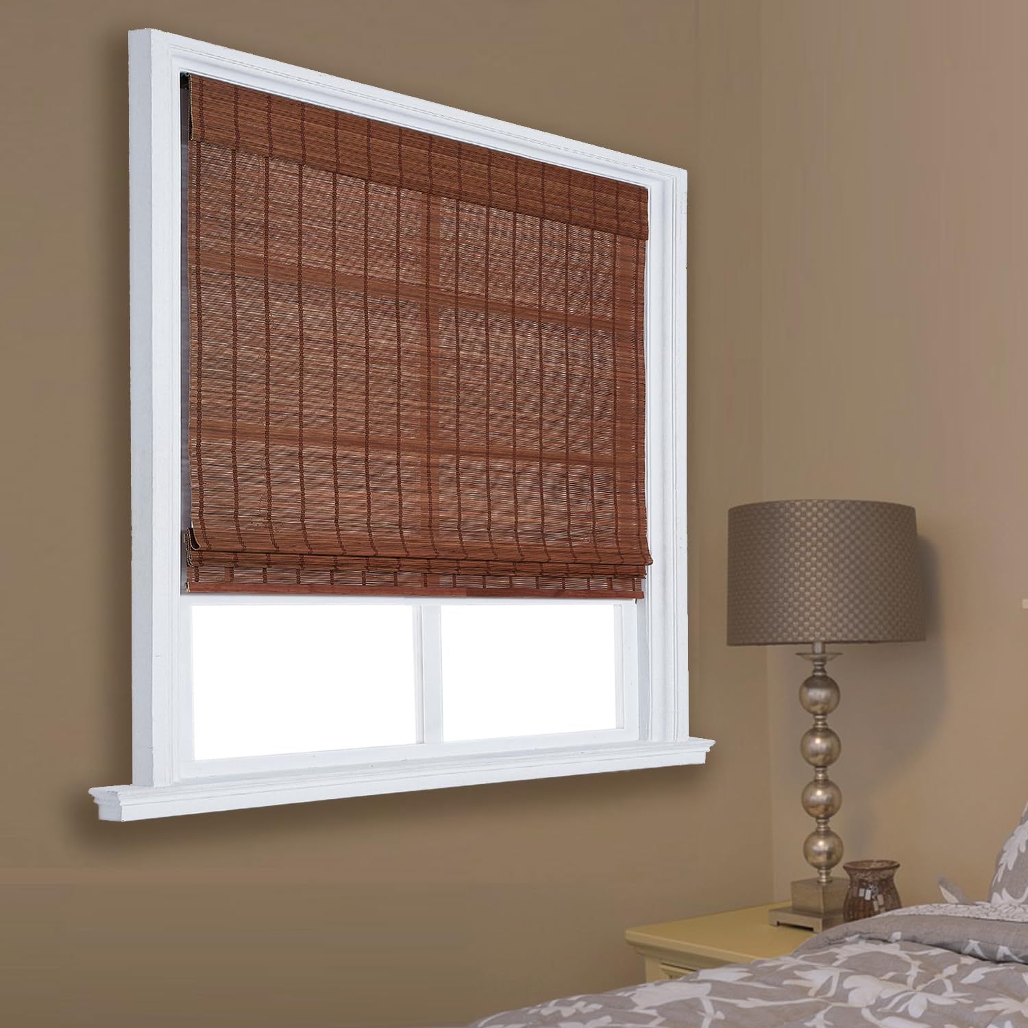 The Shade & Shutter Factory Kodiak Cordless Matchstick Bamboo Roman Shades (Pecan 23 in. W x 64 in. L)