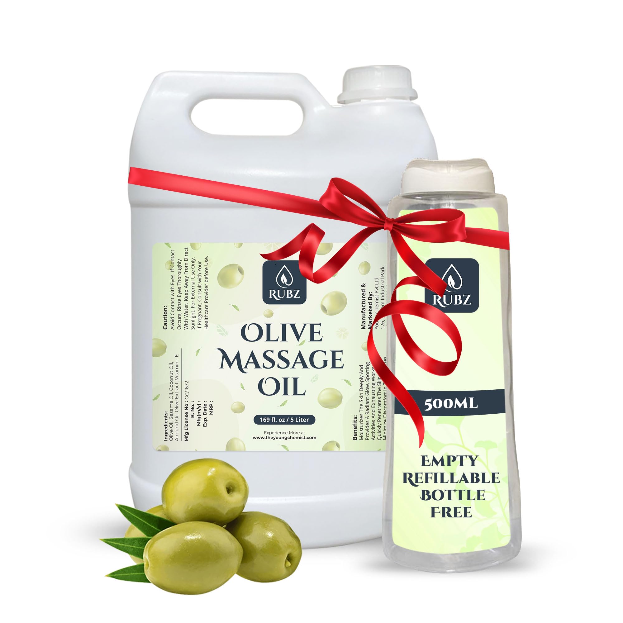 Rubz Olive Massage Oil | Moisturizing & Nourishing Body Massage Oil for Men & Women | Best for Aromatherapy & Full Body Spa | 5 Litre (B0BS4FHL23) Amazon Price History, Amazon Price Tracker