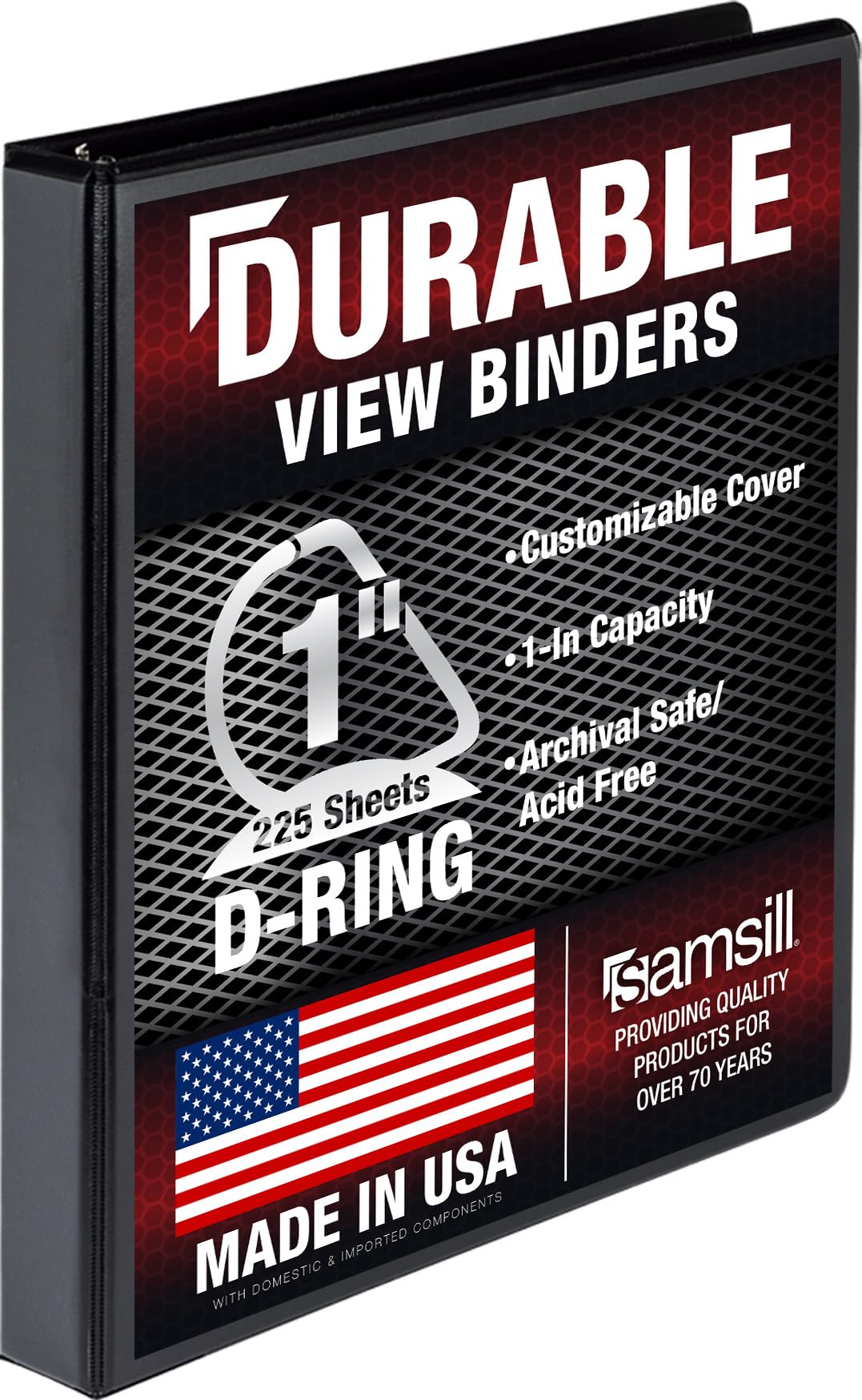 Samsill Durable 1 inch 3 Ring Binder, Made in USA, D Ring Binder, FSC 100% Recycled Chipboard, Black โ image 1