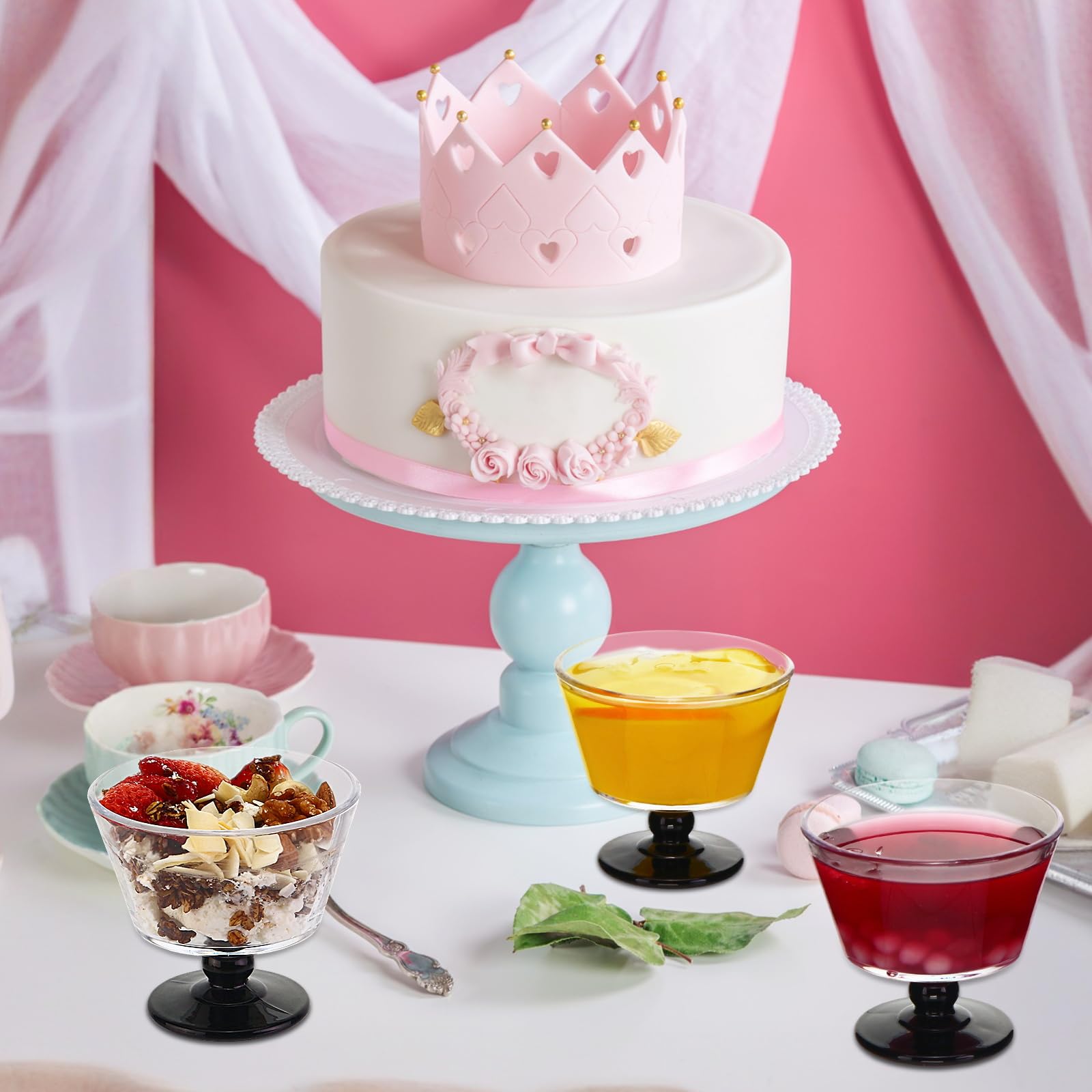 Dessertschalen aus Glas, 266 ml, Eisbecher, Dessertbecher für Eis, Obst, Pudding, kleine Snacks, Joghurt und Vorspeisen, 12 Stück