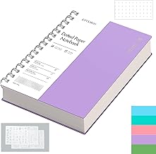 EMSHOI A5 Spiral Notebook Bullet Dotted journal, Small 5.7" X 8.22", 300 Pages/150 Sheets, 100gsm Dot Grid Paper, Waterproof Hardcover, for Office School Women Men Work Writing Notes-Purple