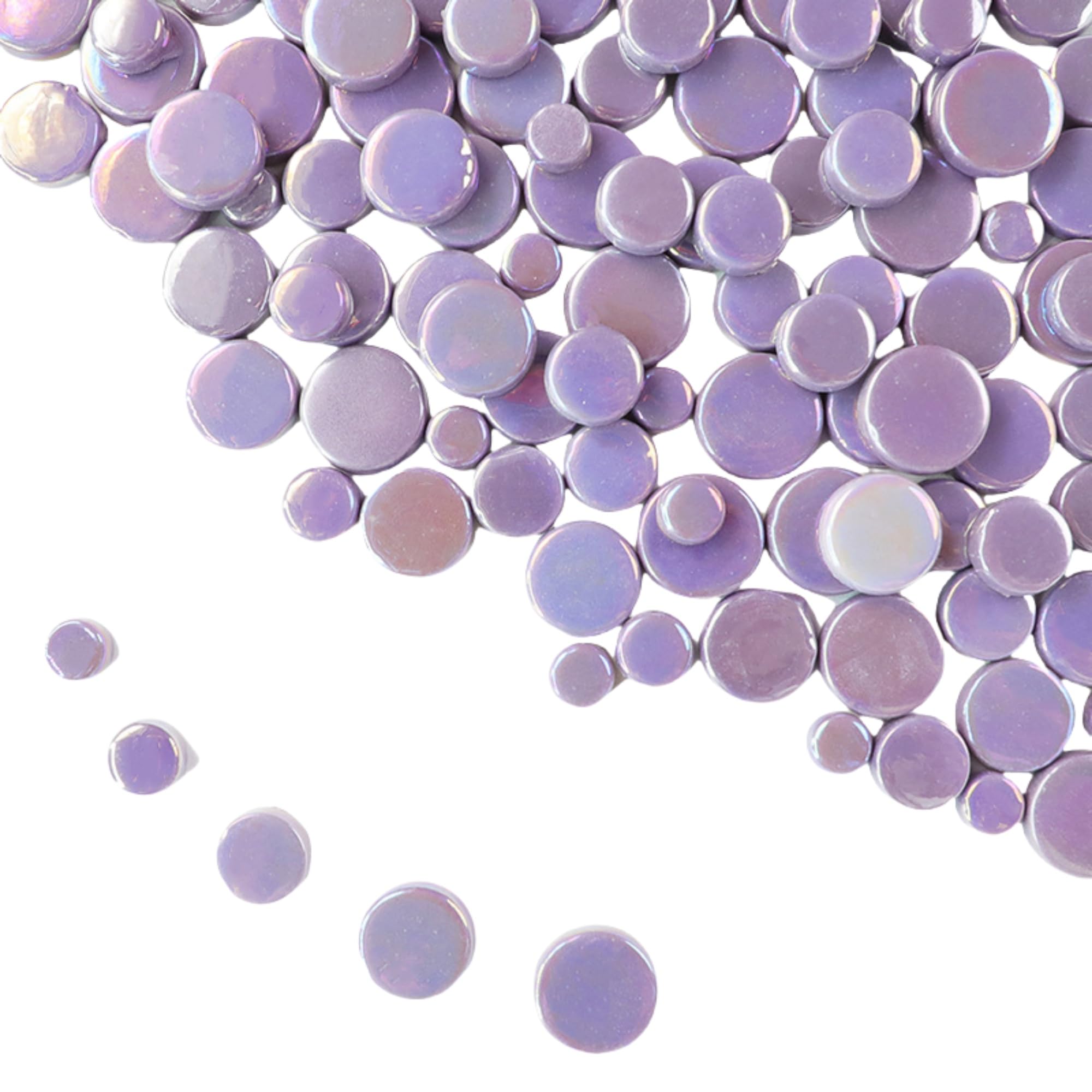 1.1lb Random Round Iridescent Glass Mosaic Tiles, Making Creative Iridescent Glass Mosaic Pieces for DIY Craft,Flowerpots, Vases, Cups, Garden Decor Mosaic Making Supplies… (Purple 1)