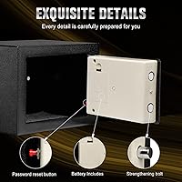 Vista 4 de Caja de seguridad electrónica con teclado y llaves, cajas de bloqueo de dinero, cajas de seguridad para el hogar, oficina, habitaciones de hotel