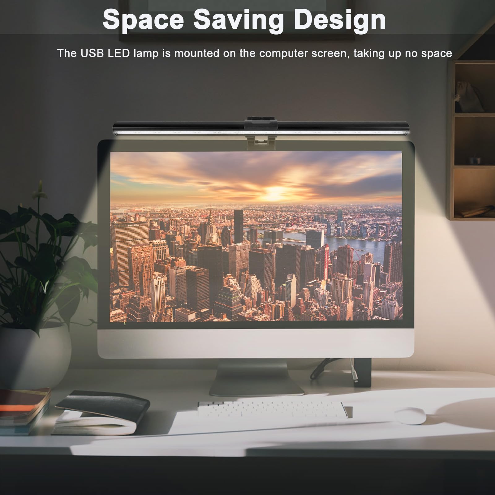 Wodgreat 40cm Lampada da Monitor Computer - per la cura degli occhi -LED Luce Monitor i - 3 modalità di luce x 10 livelli di luminosità -USB Lampada Schermo PC per la Casa e L'ufficio - Nero