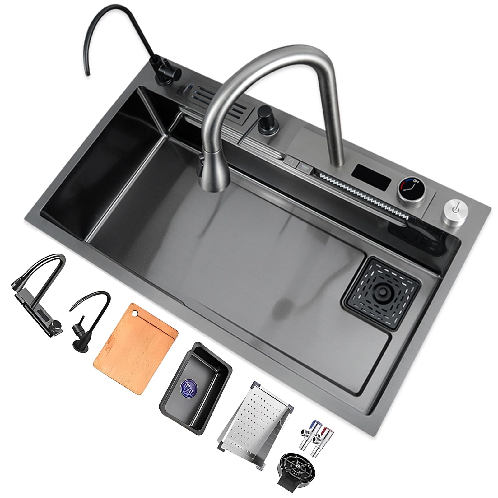 Grand évier de cuisine cascade inox pour simplifier vos préparations quotidiennes