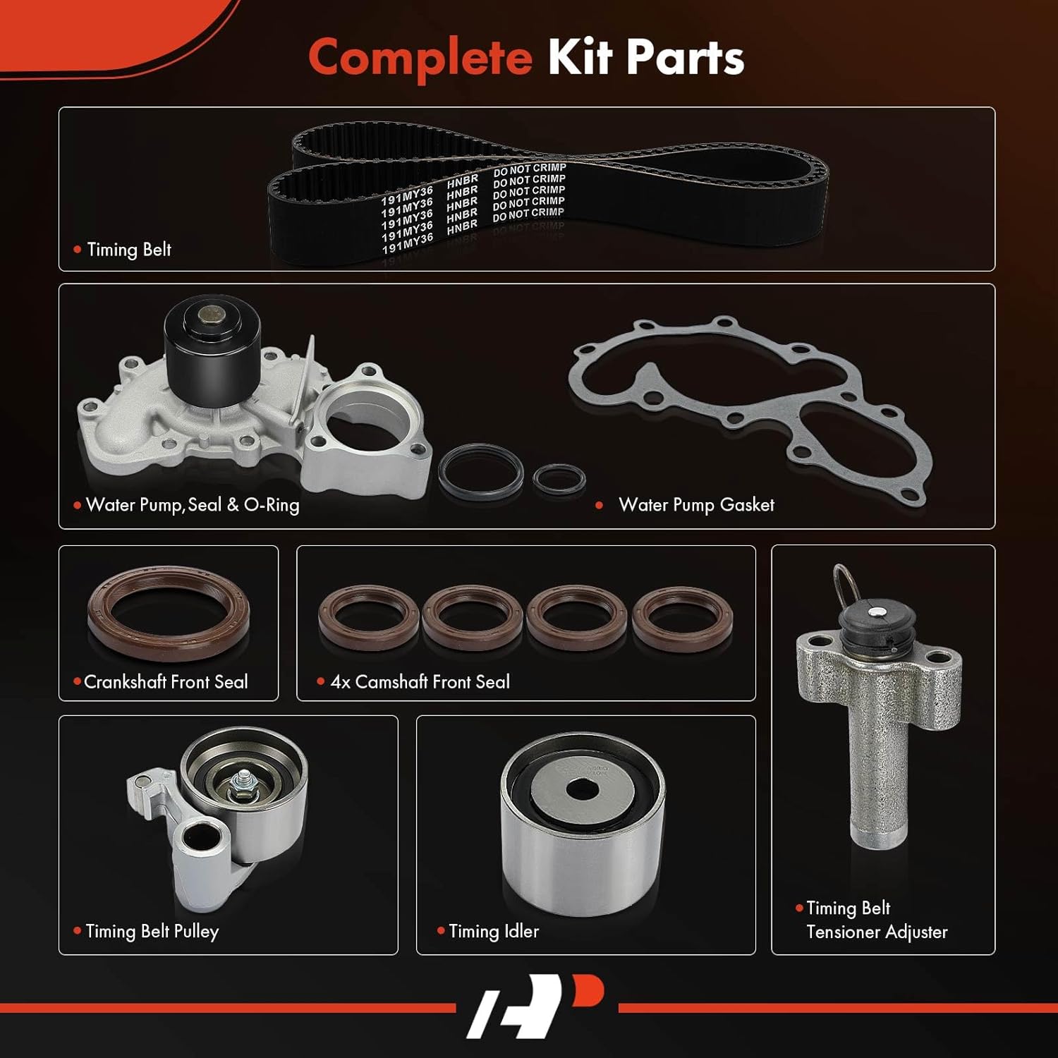 A-Premium Engine Timing Belt Kit with Water Pump Compatible with Toyota Cars - Tacoma 1995-2004, Tundra 2000-2004, T100 1995-1998 - 3.4L