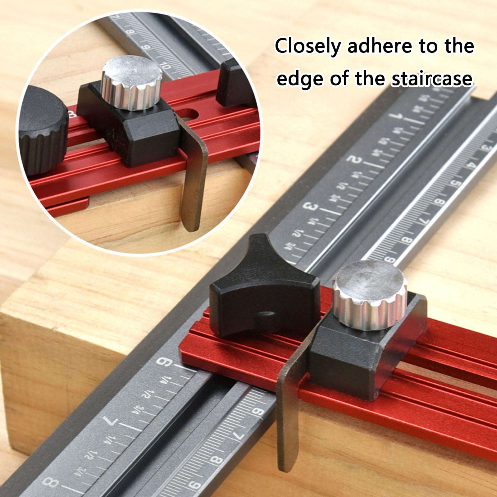 Gabarit de marches d'escalier pliable à double échelle - Outil de mesure multifonction en aluminium - Modèle de précision