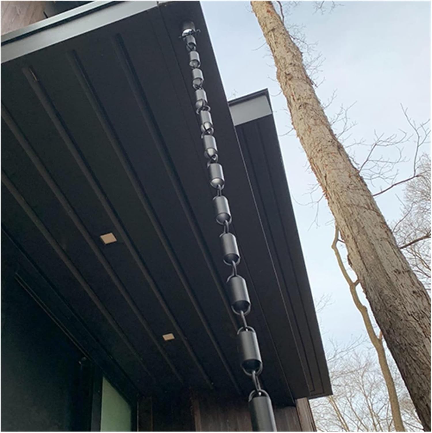 Rain Chain Aluminum Rain Chains for Downspouts, Black Powder Coated