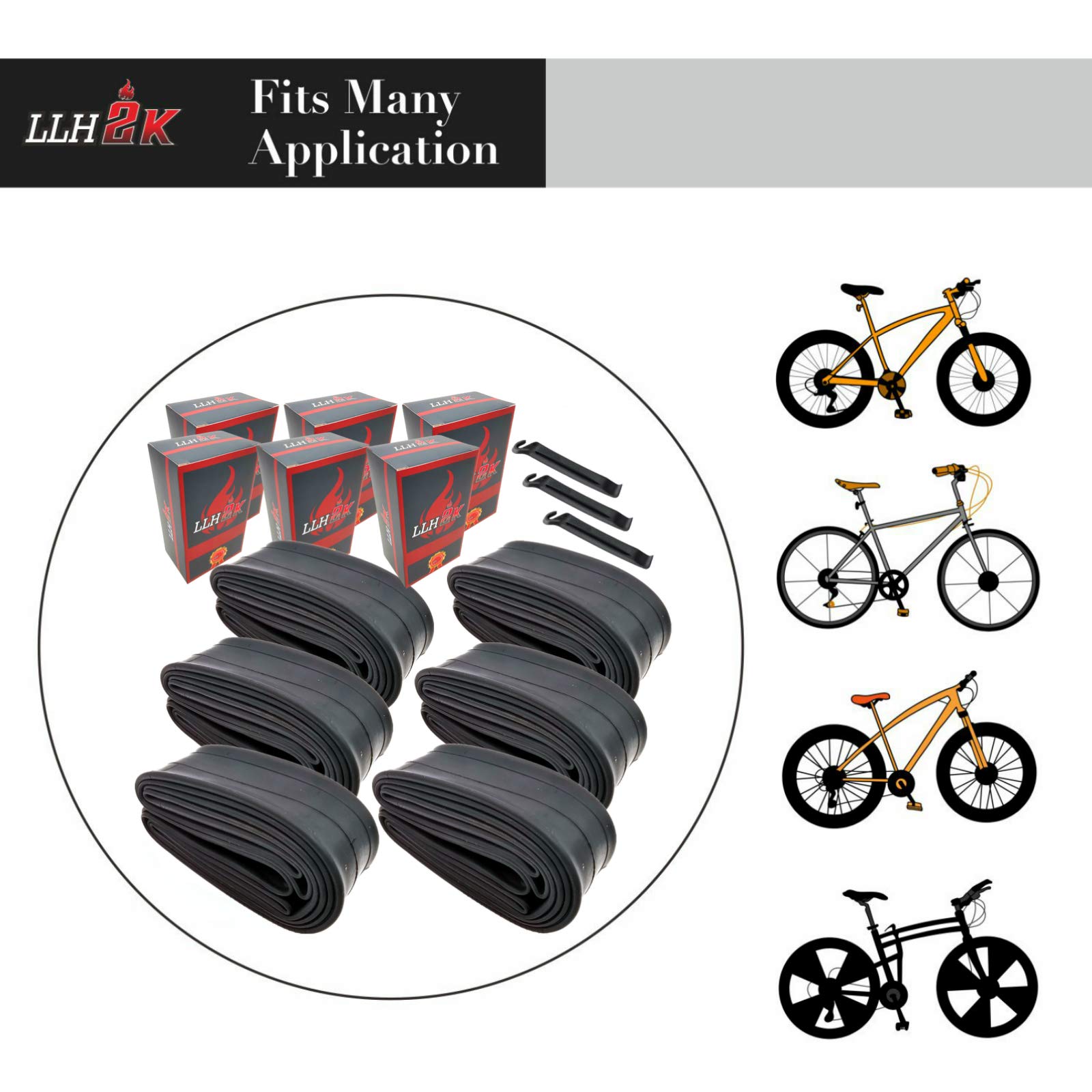 LLH2K 26 Inch Bike Tube Schrader Valve 6 Pack - Mountain Bike Tube 1.95/2.125/1.75 for Most 26