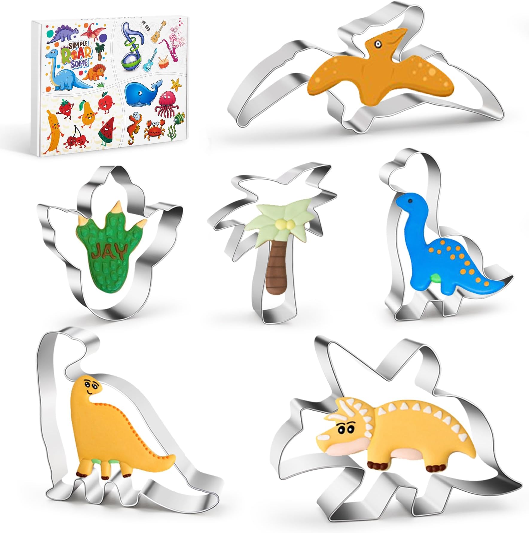 Dinosaur Cookie Cutters Set Stainless Steel Shaped Cookie